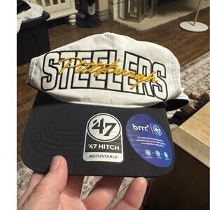 ’47 Pittsburgh Steelers NFL Hitch Adjustable Snapback Hat Cap White Black
